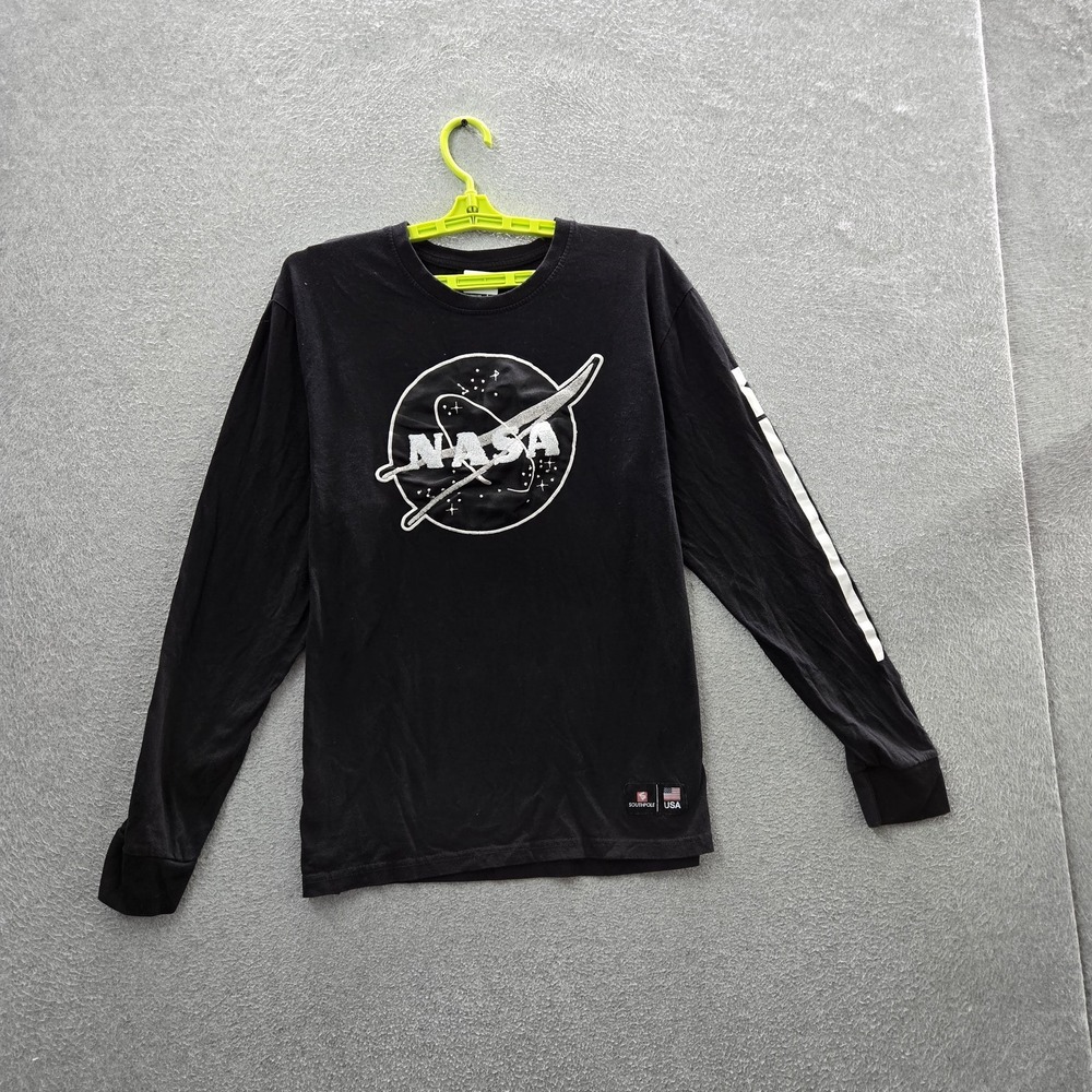 VINTAGE Southpole Men Shirt L Black Graphic NASA Logo Long Sleeve Y2K